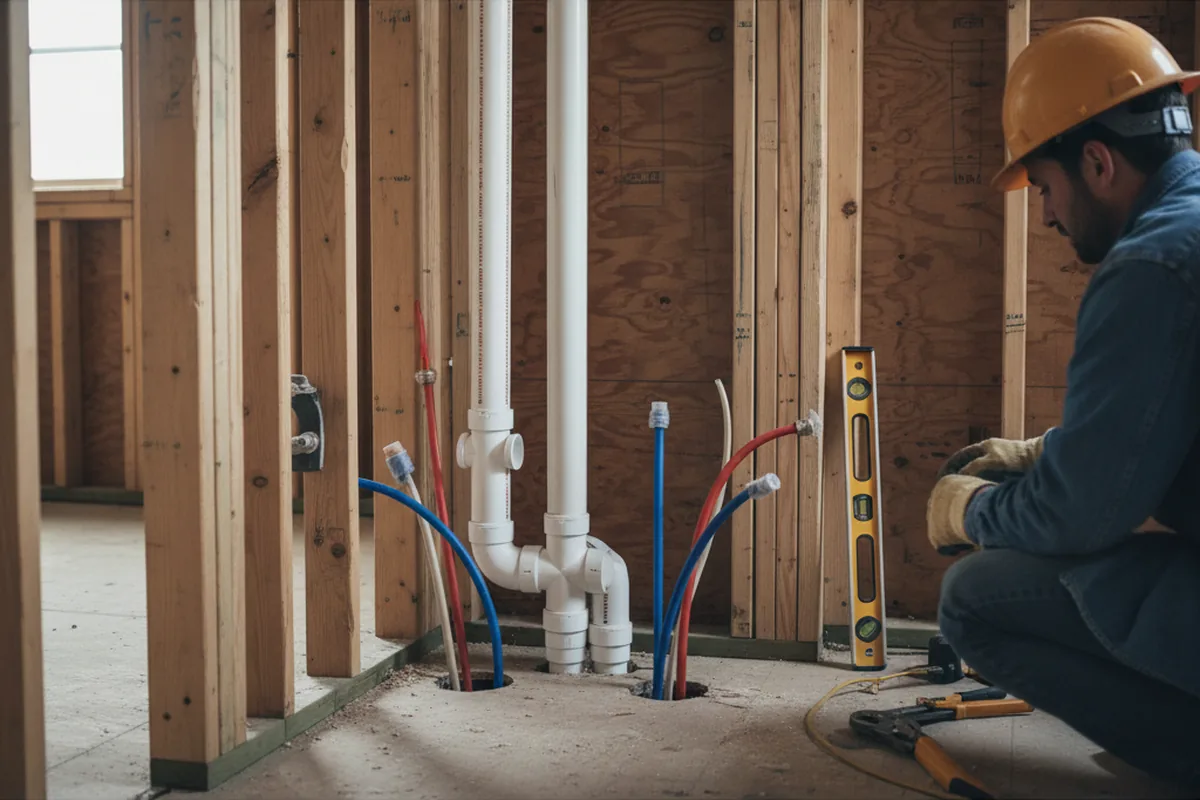 Drain and supply rough-in during Toilet Repair and Installation in Lexington